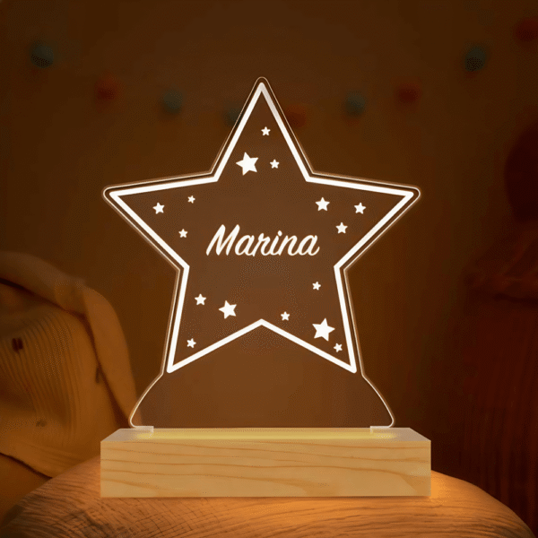 Lámpara Infantil Estrella Con Nombre Personalizado