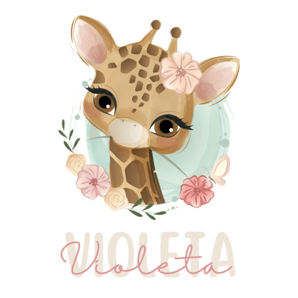 Lámina Infantil Jirafa Con Nombre Personalizado