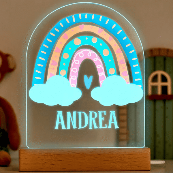 Lámpara Infantil Arcoíris Con Nombre Personalizado