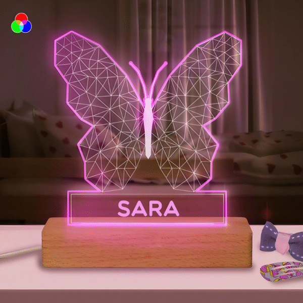 Lámpara Mariposa Con Nombre Personalizado