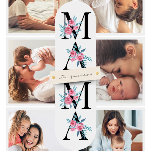 Lámina 6 fotos Mamá con flores