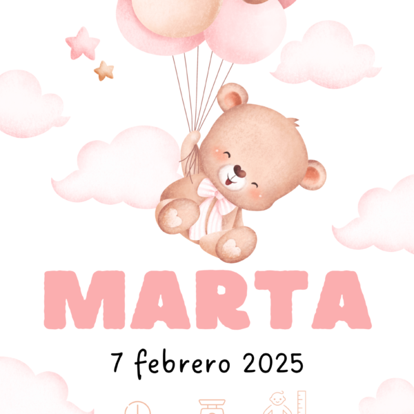 Natalicio Oso con Globos rosas
