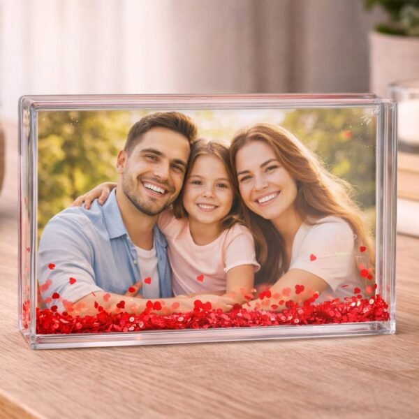 Portafotos de agua corazones rojos