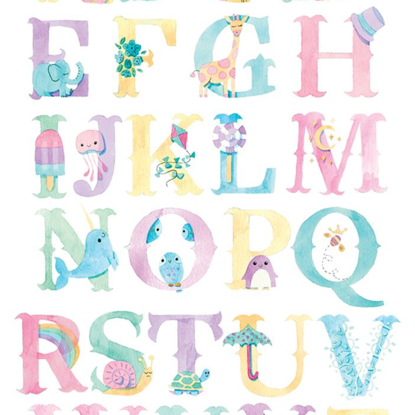 Lámina Abecedario Colores Pastel Animales