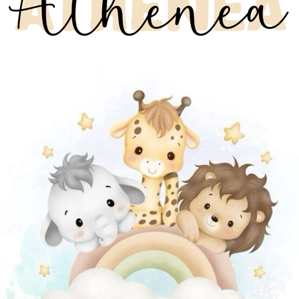 Lámina Animales y Arcoíris con nombre