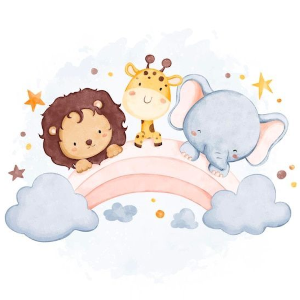 Lámina Animales Arcoíris y Nubes