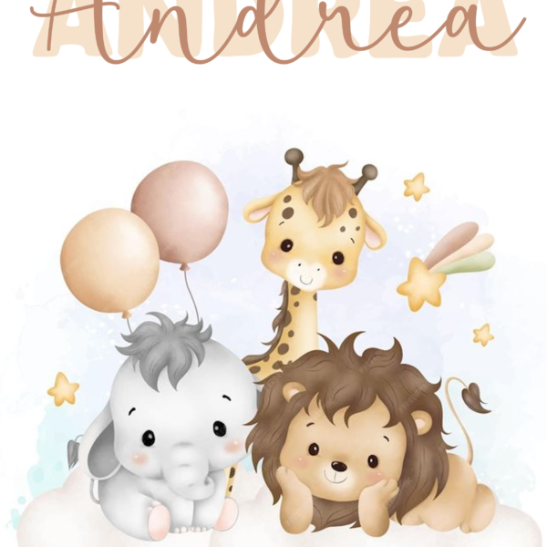 Lámina Animales en la nube con nombre