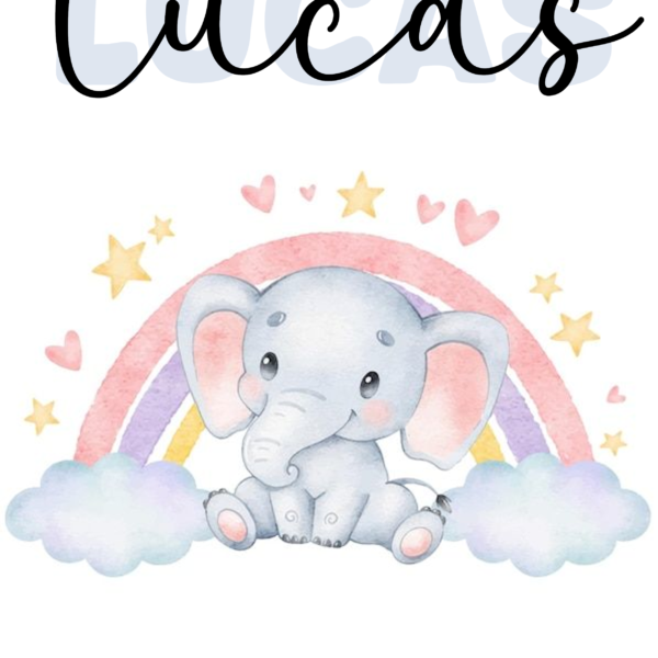 Lámina Elefante Arcoíris con nombre