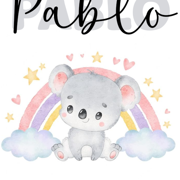 Lámina Koala Arcoíris con nombre