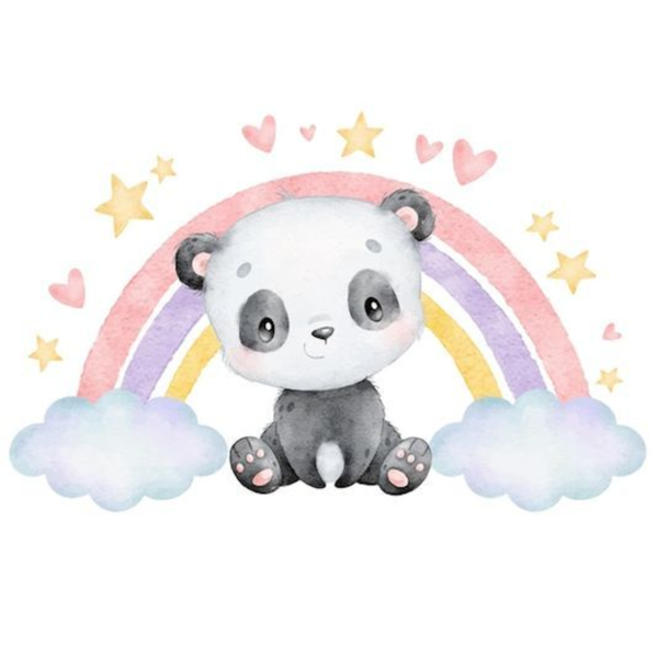 Lámina Oso Panda Arcoíris