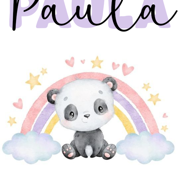 Lámina Oso Panda Arcoíris con nombre