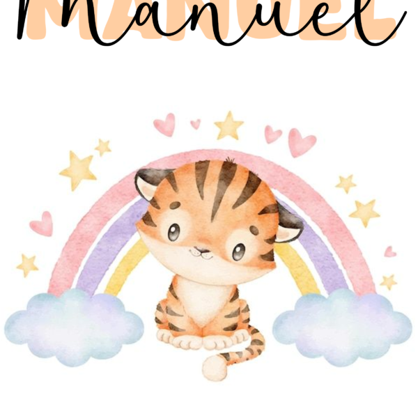 Lámina Tigre Arcoíris con nombre