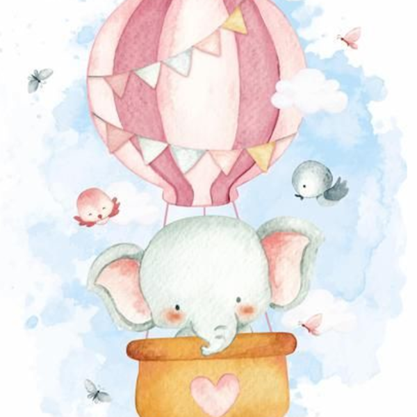 Lámina Elefante en Globo Aerostático