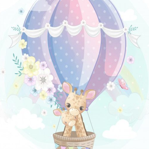 Lámina Jirafas en Globo Aerostático