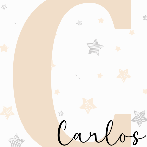 Lámina Inicial Nombre Beige con estrellas