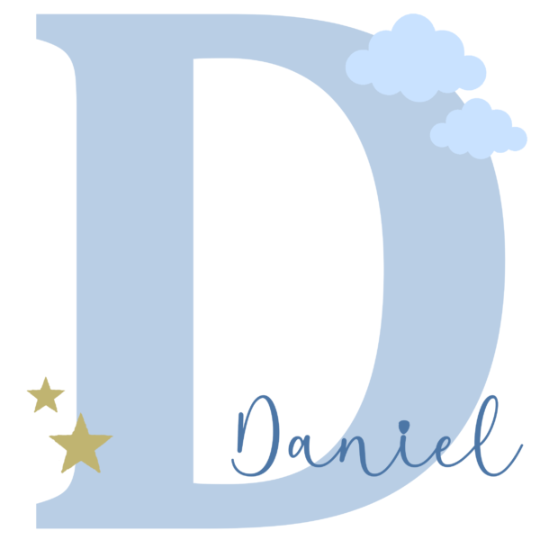 Lámina Inicial Nombre Azul Nubes y Estrellas