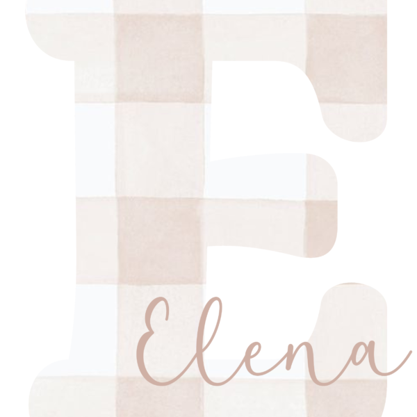 Lámina Inicial Nombre Beige estilo Vichy