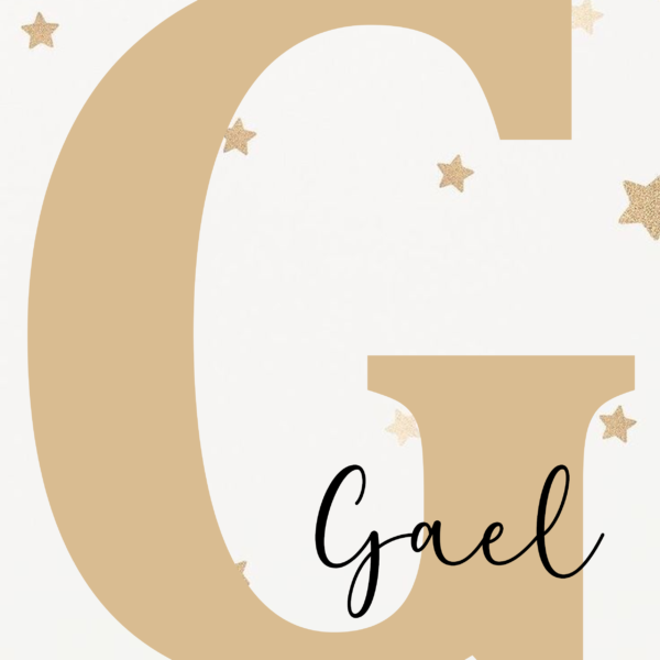 Lámina Inicial Nombre Dorado con estrellas