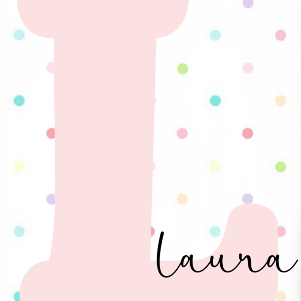 Lámina Inicial Nombre Rosa con lunares multicolor