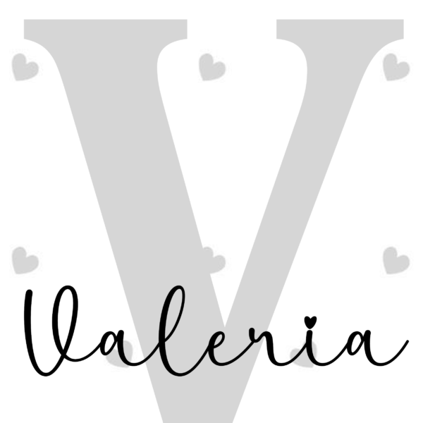 Lámina Inicial Nombre Gris con corazones