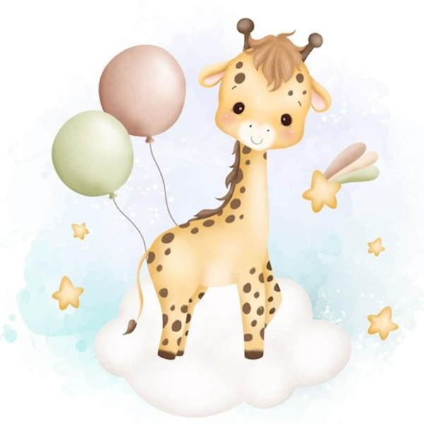 Lámina Jirafa Nube y Globos