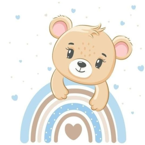 Lámina Oso Arcoíris azul