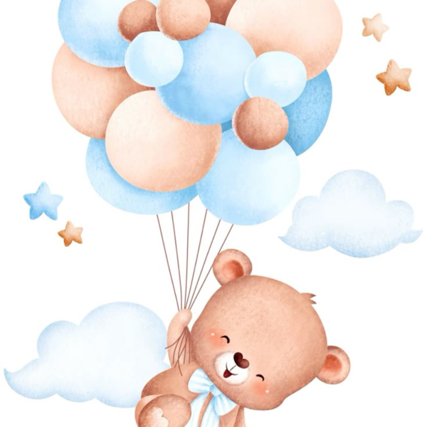 Lámina Oso volando con Globos